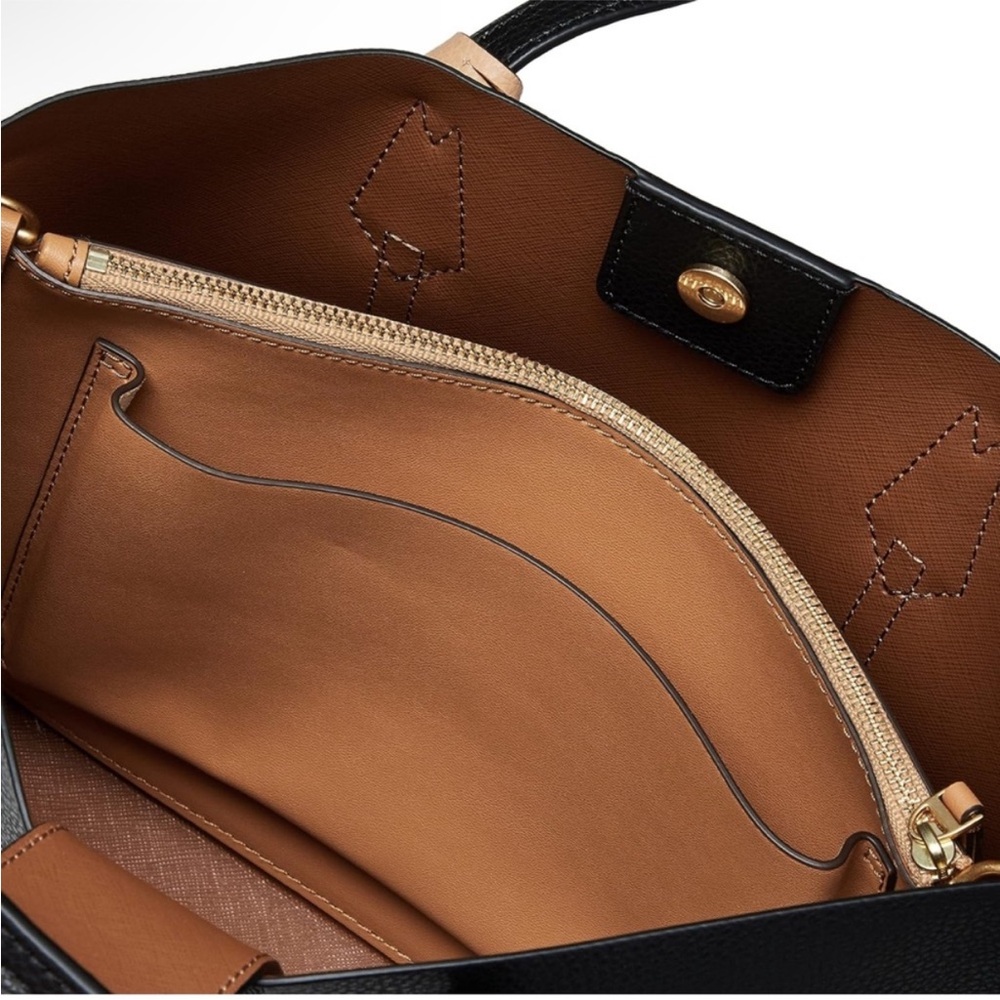 Tory Burch Perry EUC Triple Compartment Leather Large Shoulder Tote BLACK - Picture 4 of 16